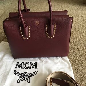 MCM STUDDED medium MILLA in rustic brown and gold